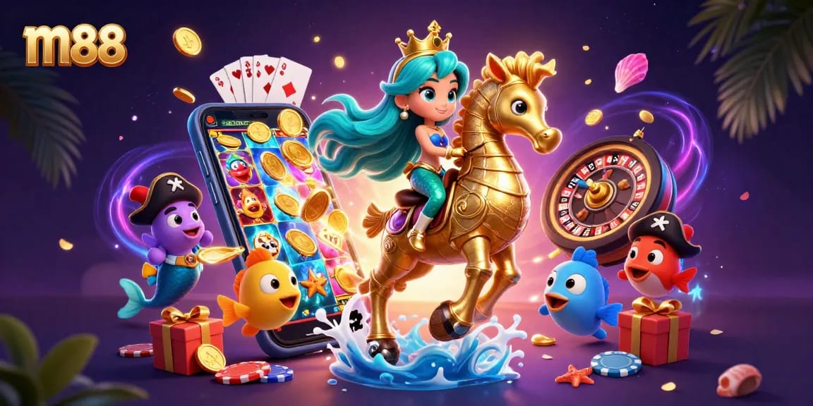 Engage with colorful m88 slot games while exploring an enchanting underwater scene