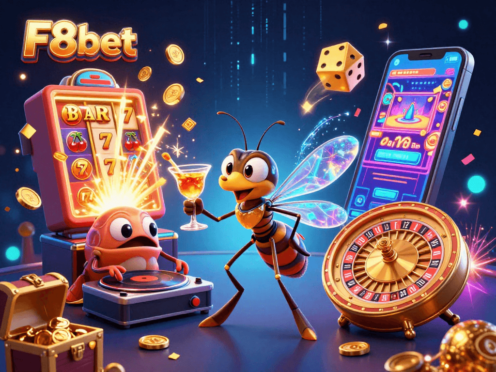 Engage with F8bet's thrilling casino experience featuring vibrant 3D characters and dynamic gaming elements.