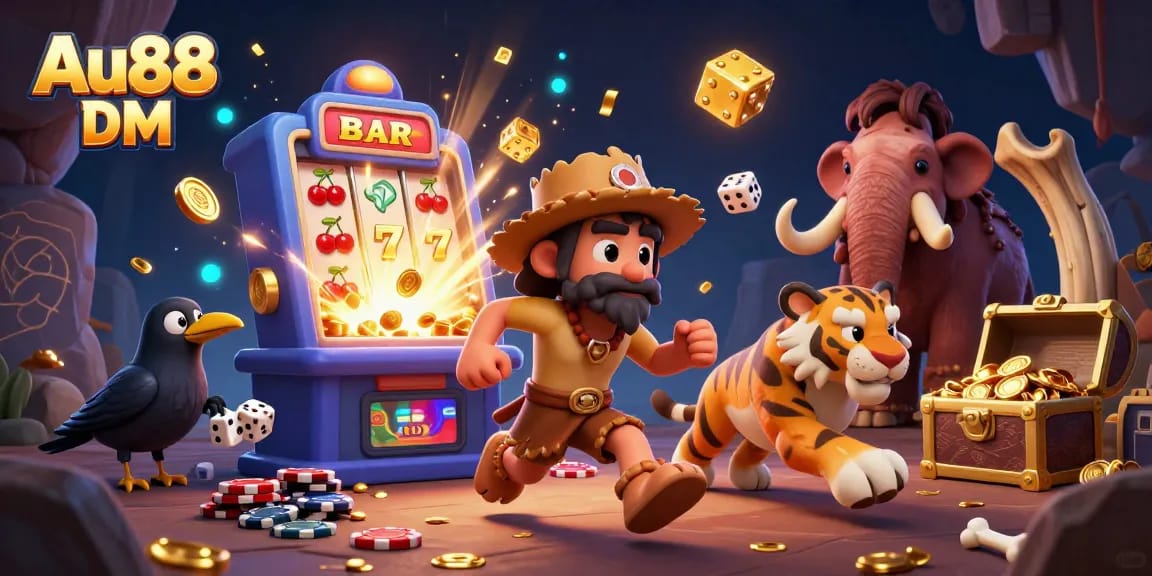 Win exciting bonuses at Au88 DM while enjoying thrilling casino games in a 3D vibrant scene.