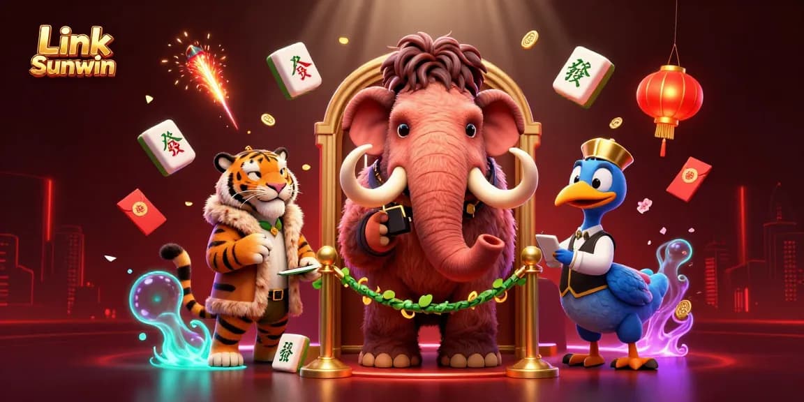 Experience the excitement of Link Sunwin with 3D characters and vibrant casino elements in a dynamic scene.