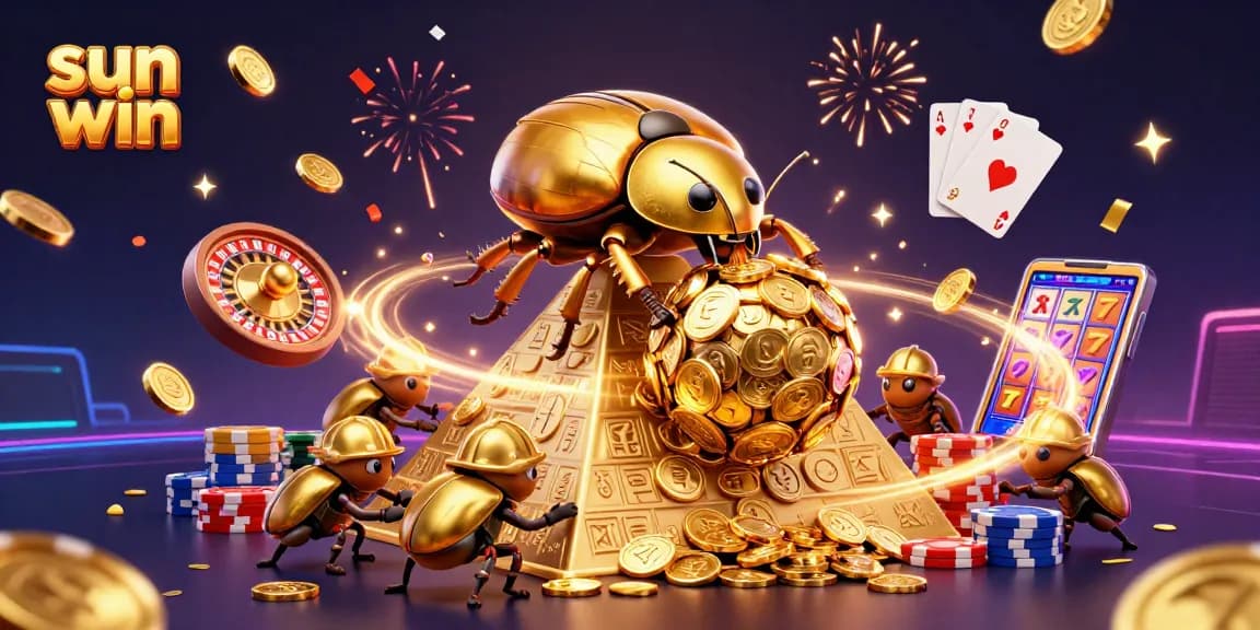 Bet and win with sun win where golden coins and casino symbols bring luck and excitement