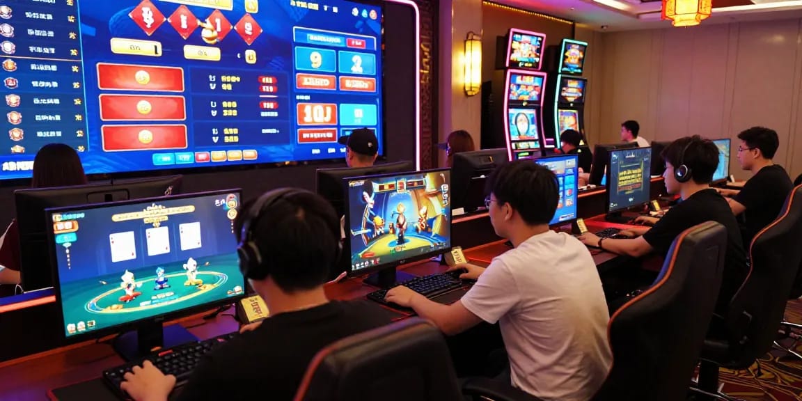 Engaged players enjoying their favorite games on 68gamebai platform with vibrant graphics.