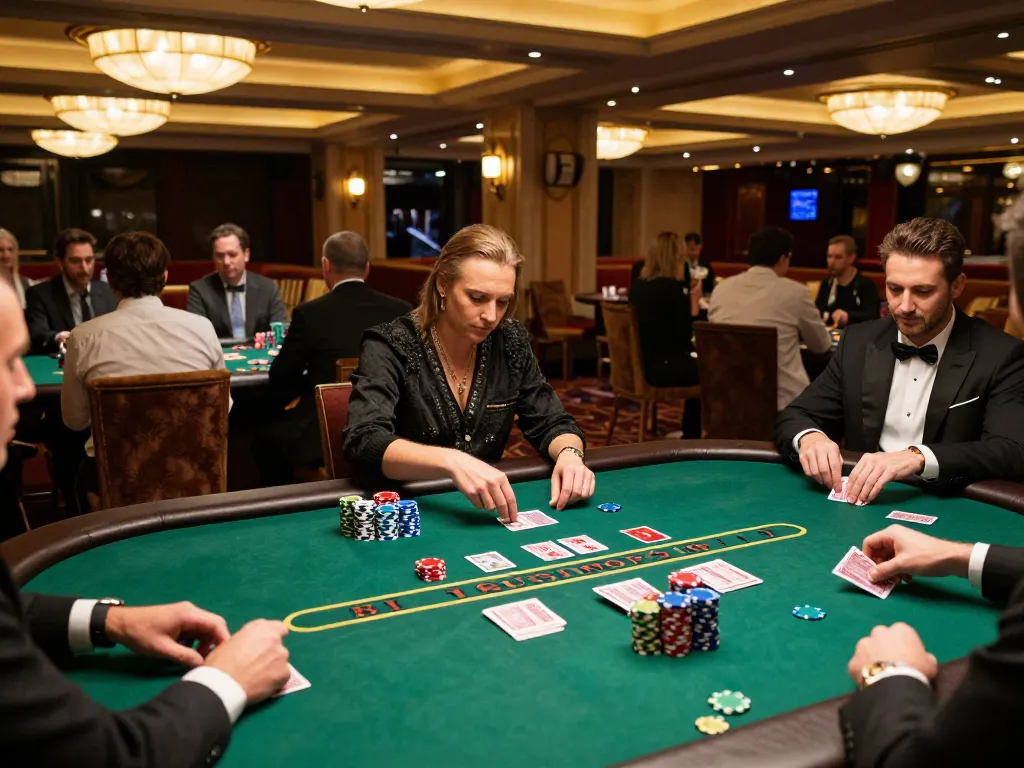 Engaged players at SC88 đăng nhập tables enjoying a thrilling blackjack game in a vibrant casino atmosphere.