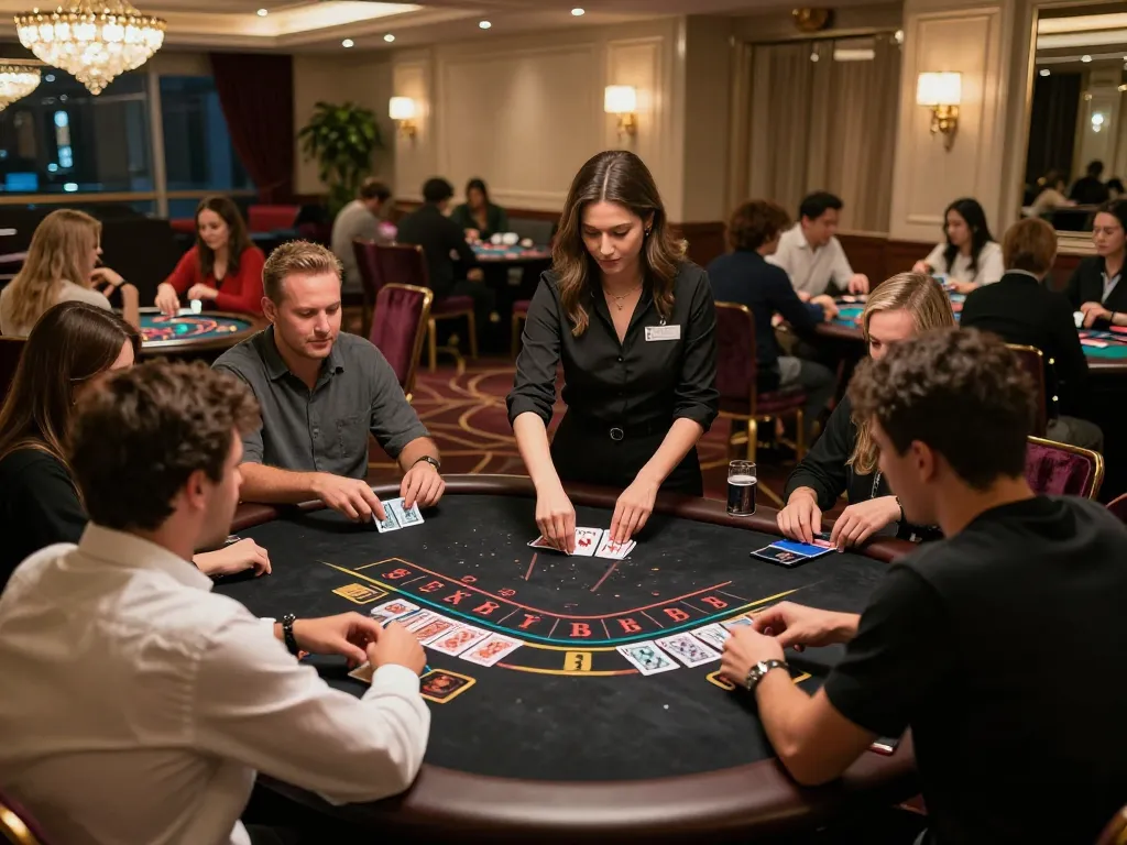 Players engage in a thrilling blackjack game at sunwingo casino, highlighting strategic gameplay.