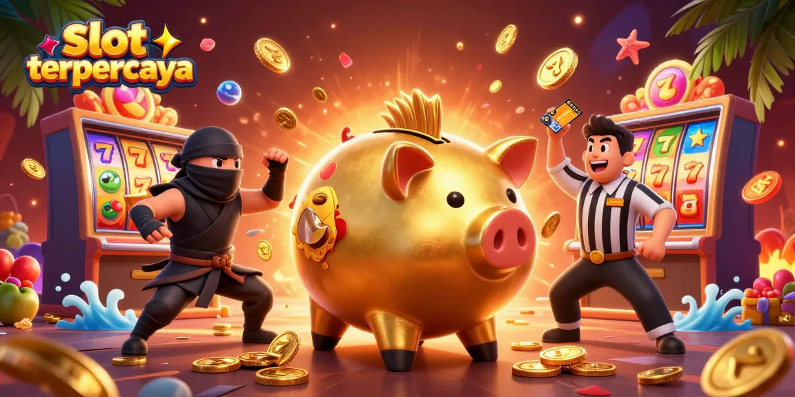 Experience exhilarating wins with slot terpercaya as a golden piggy bank sumo wrestler inspires jackpot excitement.