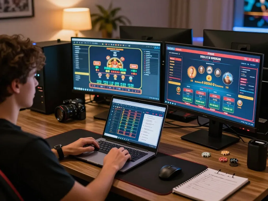 Player engaged in strategic online gaming at home, exploring 79so do with focused gameplay and betting analytics.