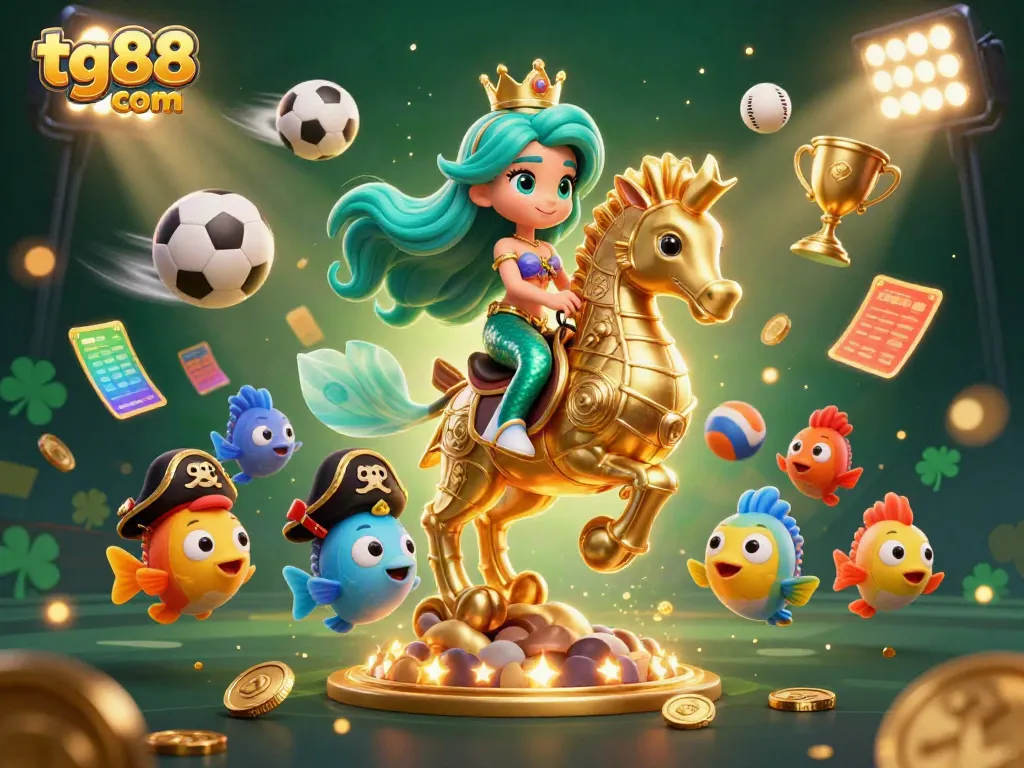 Experience the thrilling adventures in tg88 com with a vibrant underwater scene featuring a mermaid and seahorse.