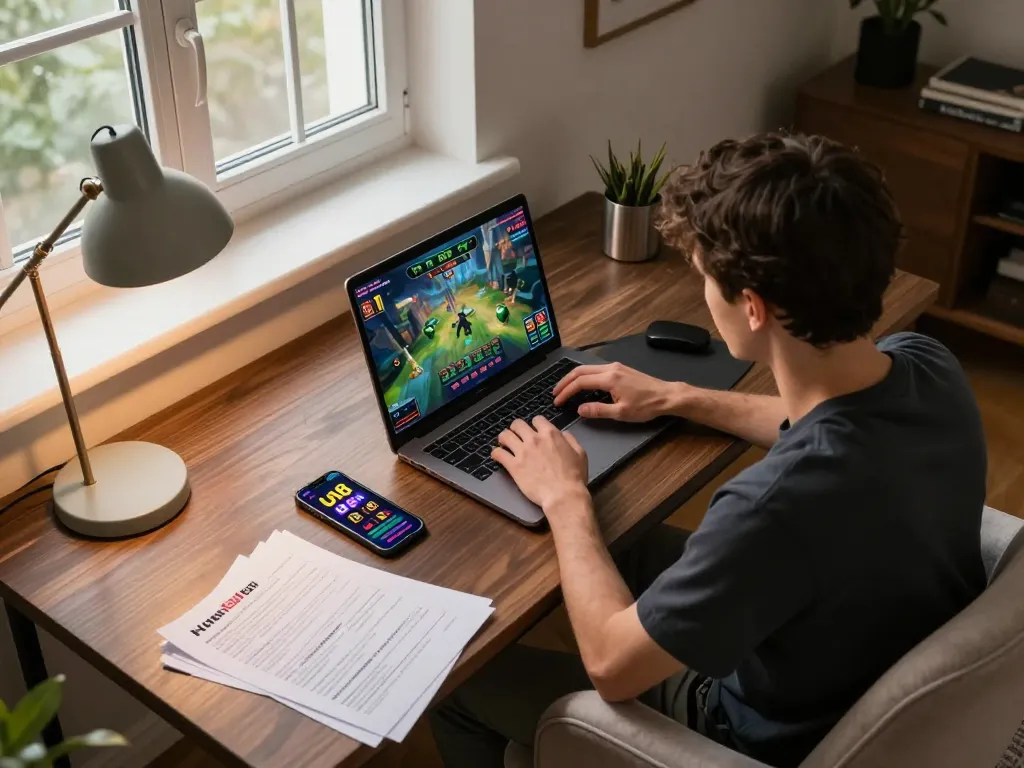 Player enjoys online gaming experience at home with uu 88 casino app on display.