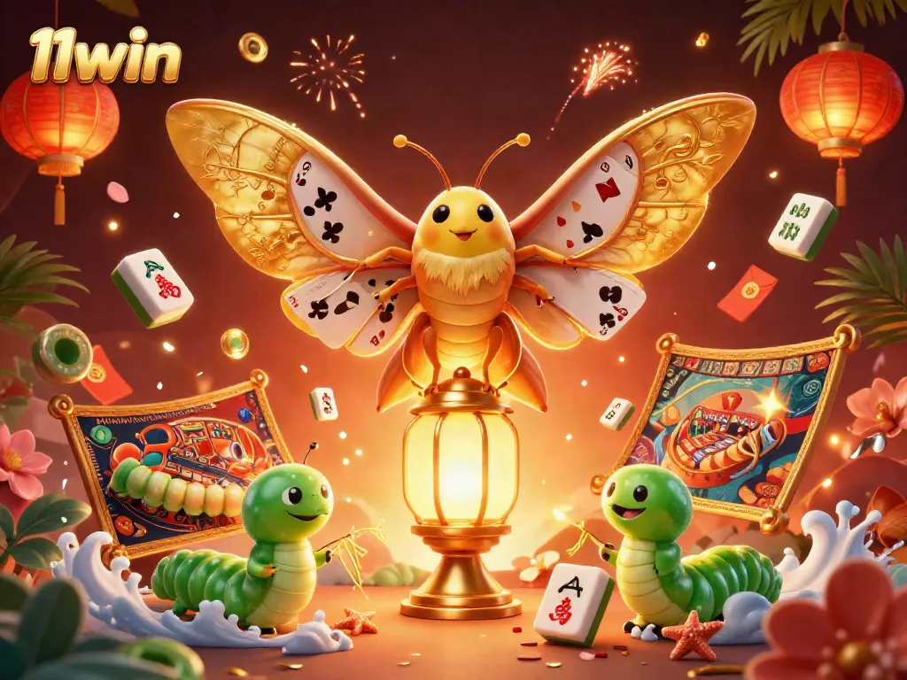 Experience the vibrant gaming atmosphere of 11win with golden moth and immersive casino elements.