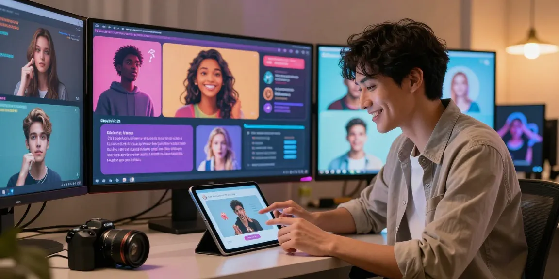 Engaged user exploring nsfw character ai on a tablet with dynamic virtual characters and customization options.