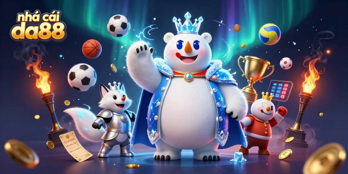 Engage with nhà cái da88 in this immersive 3D casino sports betting illustration featuring dynamic game elements.