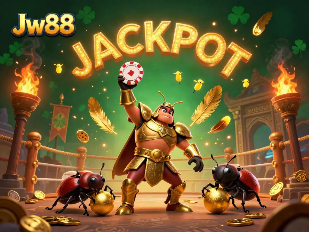 Engage in thrilling gameplay with Jw88 as victorious characters celebrate a casino jackpot.