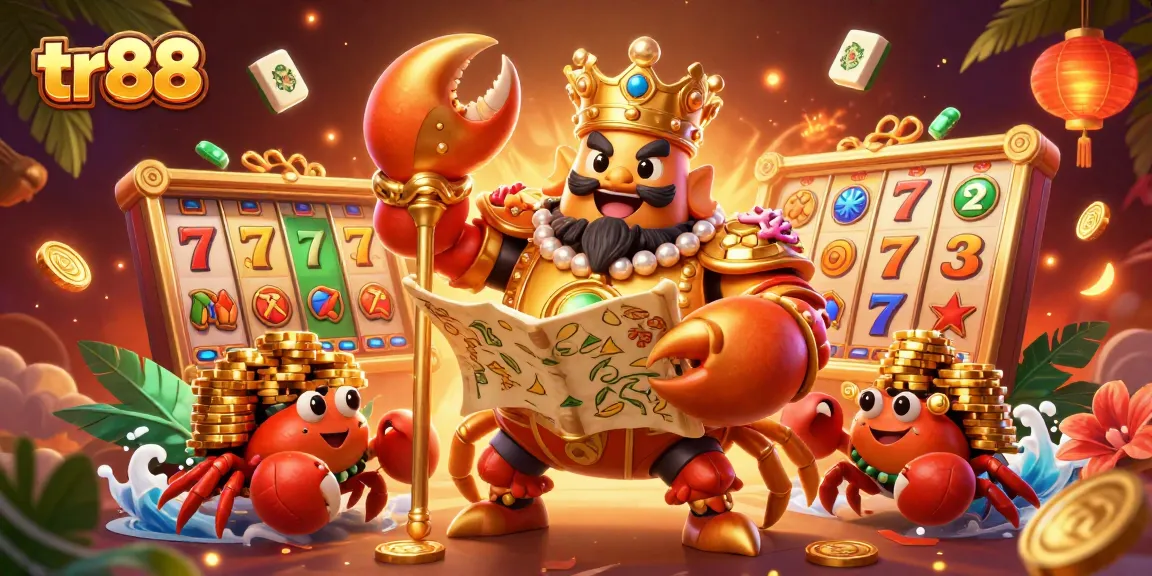 Experience thrilling gameplay at tr88 with a golden crab emperor and lively casino elements.