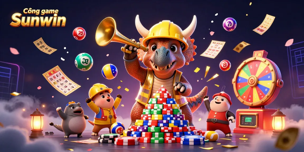 Cổng game Sunwin showcases a vibrant, dynamic scene of cartoon characters celebrating, enhancing online gaming excitement.