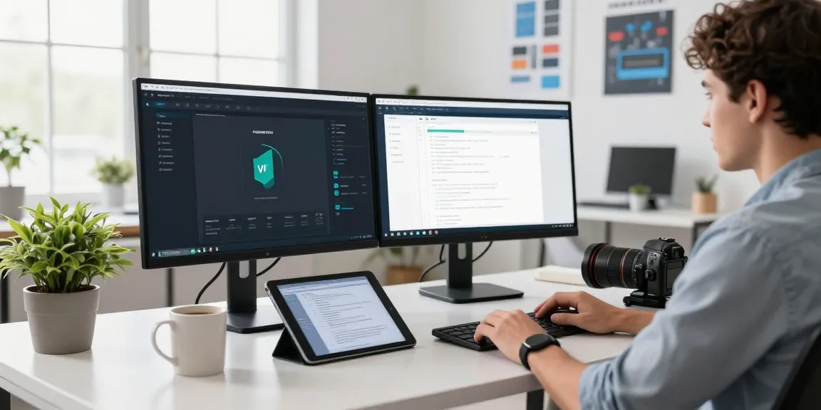 快连 software developer working on network connectivity in modern office