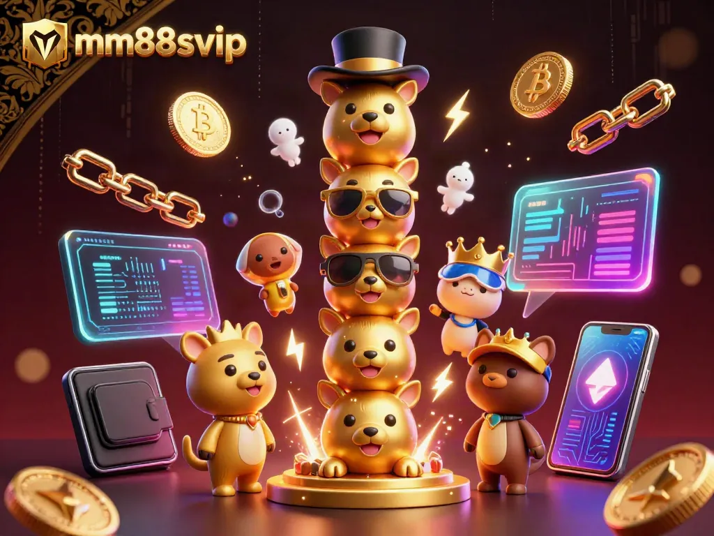 Experience the vibrant world of mm88svip with a dynamic, colorful casino illustration showcasing a golden totem and digital currency.