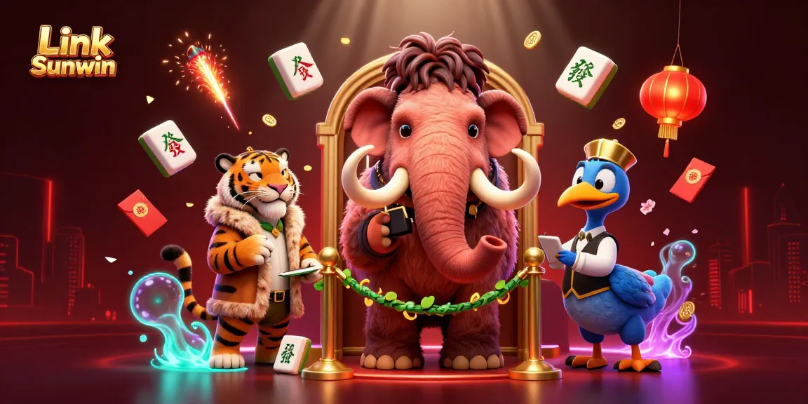 Experience the excitement of Link Sunwin with 3D characters and vibrant casino elements in a dynamic scene.