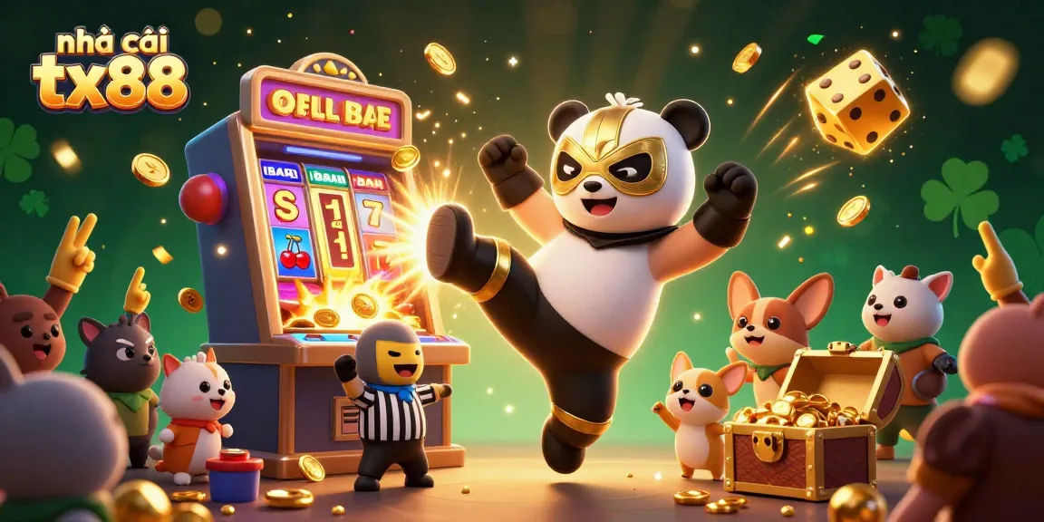 Engage with nhà cái tx88 and enjoy thrilling slots with a colorful casino illustration.