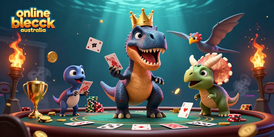 Engage in online blackjack Australia with vibrant 3D characters in a fun casino scene.